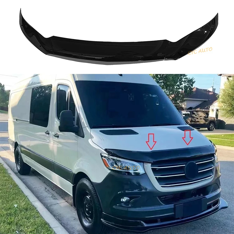 Front hood Accessories For Mercedes Sprinter W907 MPV 2018 2019 2020 2021 Gloss BLACK BONNET Wind STONE DEFLECTOR Protector