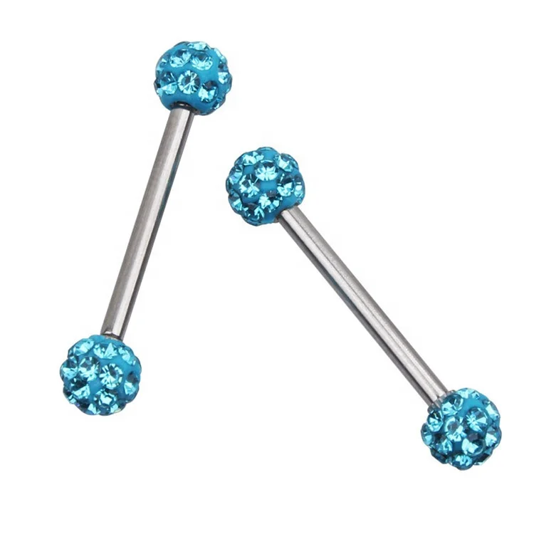 Discount Crystal Clay Ball Barbell Fashion Body Piercing Jewelry Allergic Free Titanium Nipple Rings