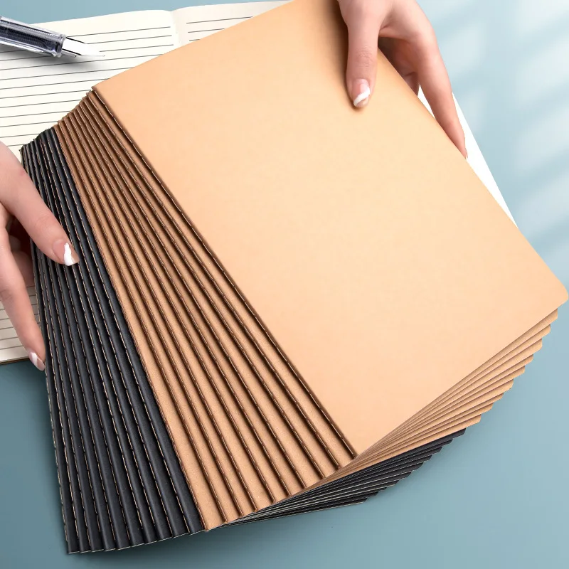 A5 Grid Blank Line Kraft Notebooks For Work Travel Business College Ruled Line Softcover Journal  For Writing Notebook For Men A