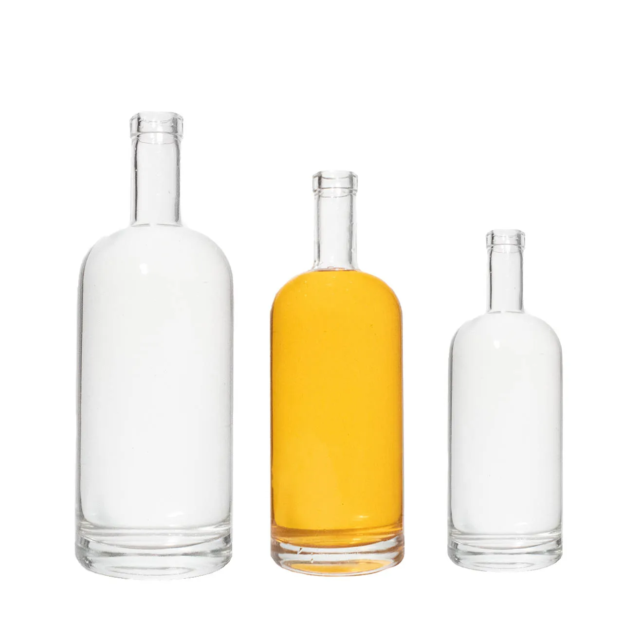 Wholesale 375ml 500ml 750ml 1L custom shape bottle spirits whisky wine glass bottle with glass lid