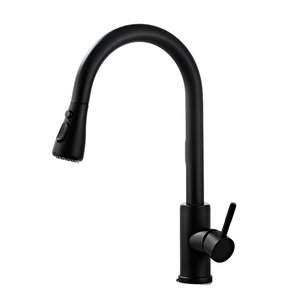 Pexmax Copper Kitchen Faucet Black and Chrome Kitchen Faucet Rotatable Pull Faucet Kitchen Flexible