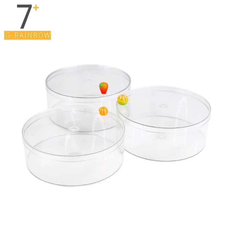 High Quality Pellucid Plastic Box Round Packaging Food Container Biscuit Cookie  Storage Box with Clear Lid