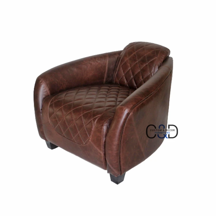 Старинный шезлонг из натуральной кожи