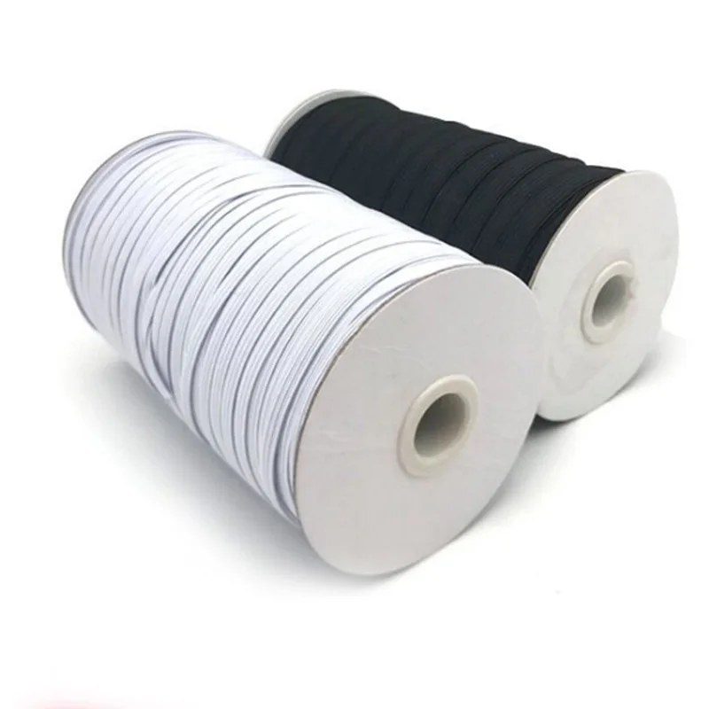 
Elastic Bands Wholesale Spool Factory Supply Black/White Woven Ribbon Knitted Elastic Rope Flat Custom 