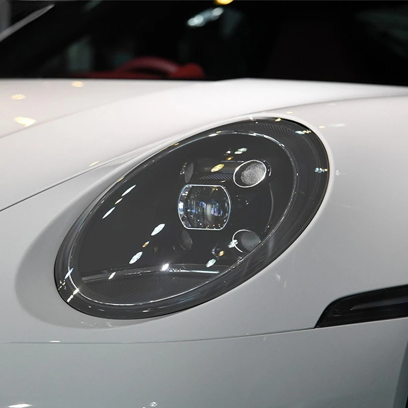 2 Pcs Car Front Light Transparent TPU Headlight Protective Film For Porsche 911 718 Cayenne Panamera Macan Taycan Accessories