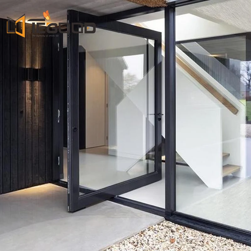 Modern  style hurricane impact triple glazed entrance glass for front hinged exterior doors