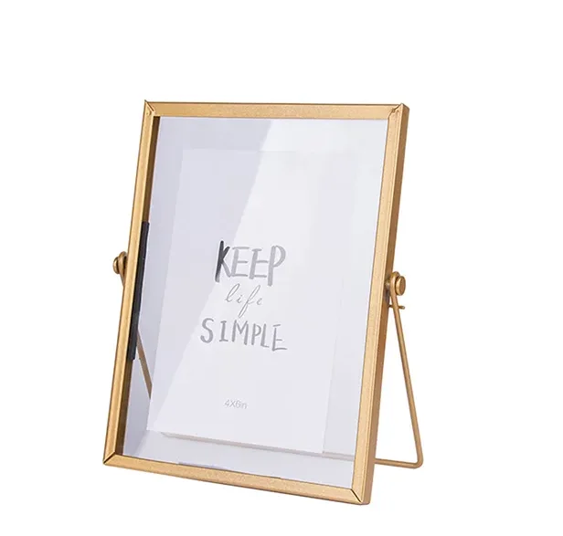 Picture Frame Gold Metal,  Iron Art Geometric Glass Metal Three-dimensional Photo Frame