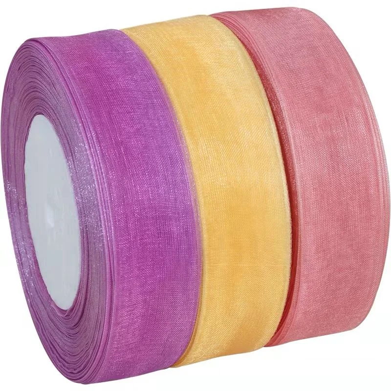 WY021 100% Polyester  Chiffon Silk Fabric Satin Ribbon for Gift Packaging