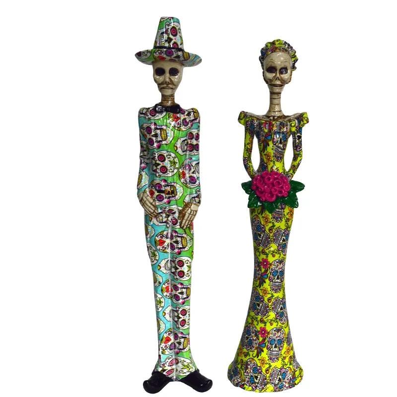 Индивидуальные фигурки красочных черепов, молитвенные за умерших членов семьи, религиозный мексиканский традиционный фестиваль, скульптура из смолы