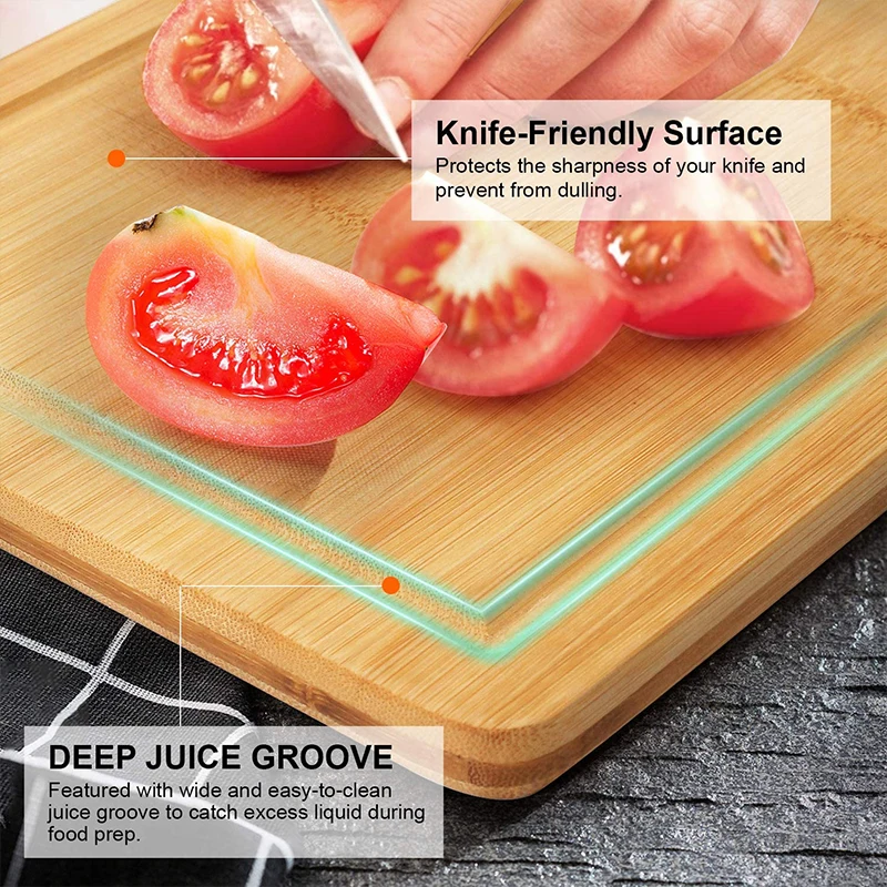 Deep sink Bamboo cutting board sublimation Wood Cutting Board with Drip Groove Used for fruits, vegetables and meat set