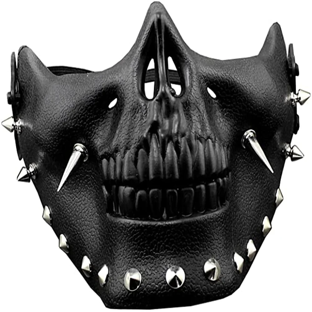 Steampunk Mask Men Masquerade Skeletal Spike Half Face Skull Mask for Costume Cosplay