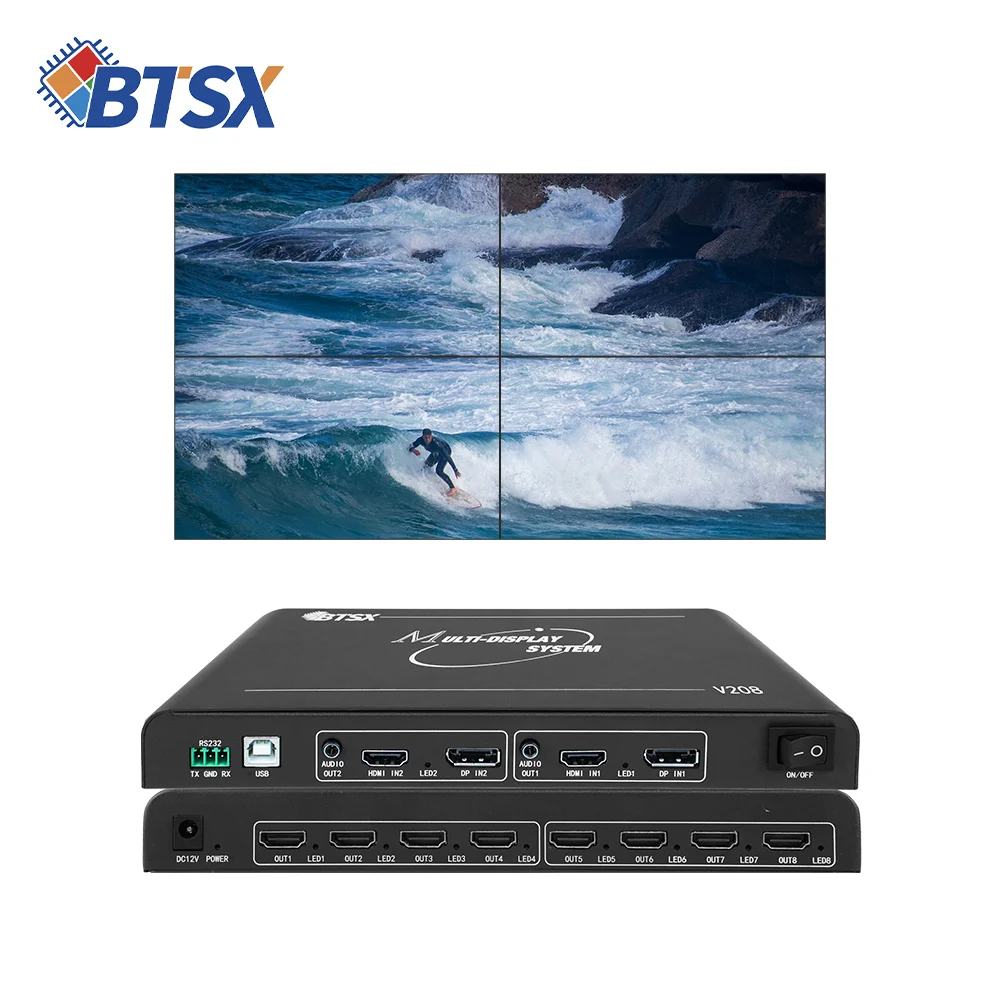 Bitvisus 8K 2x4 2x3 1x4 1x6 1x8 Point to Point HDMI DP HD Video Wall Controller 2x2