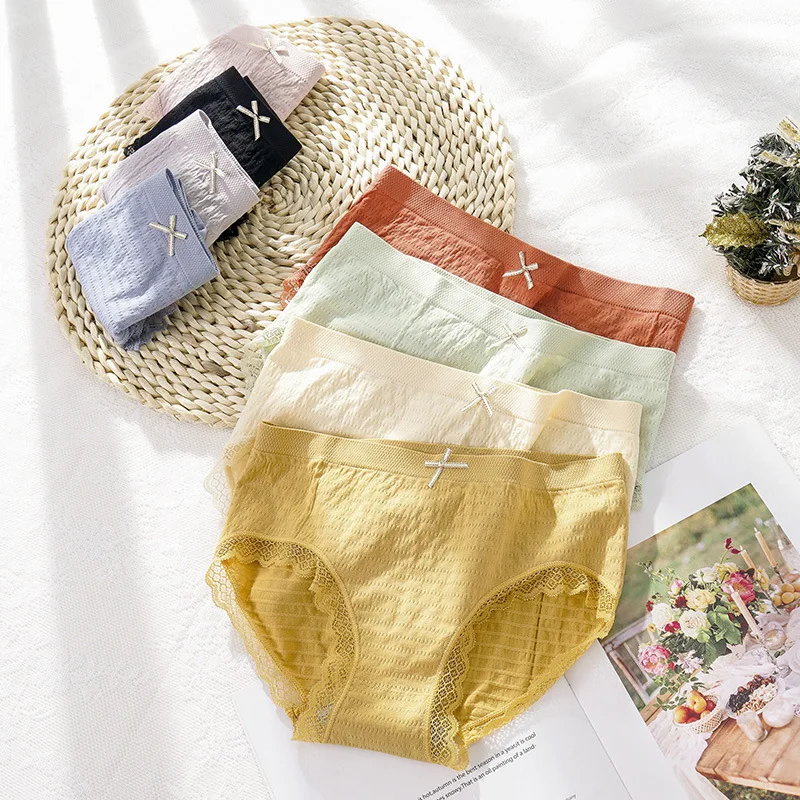 Оптовая продажа, Пузырьковые трусики, графиновые дышащие сексуальные кружевные трусики со средней талией для дам