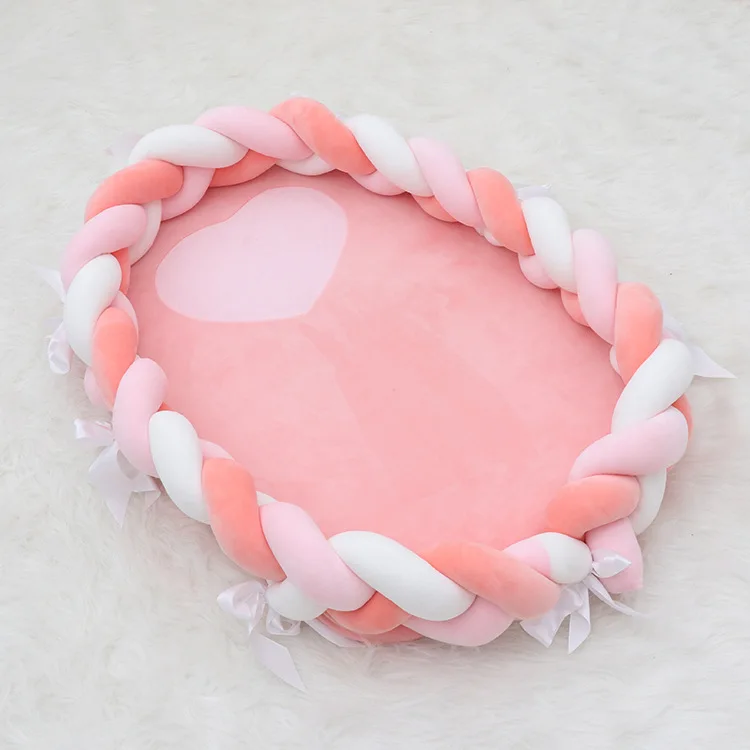 Pophorn Stylish Plaited Bow Portable And Detachable Baby Bed Mat Braided Twist Guard Rail Baby Cot Bed