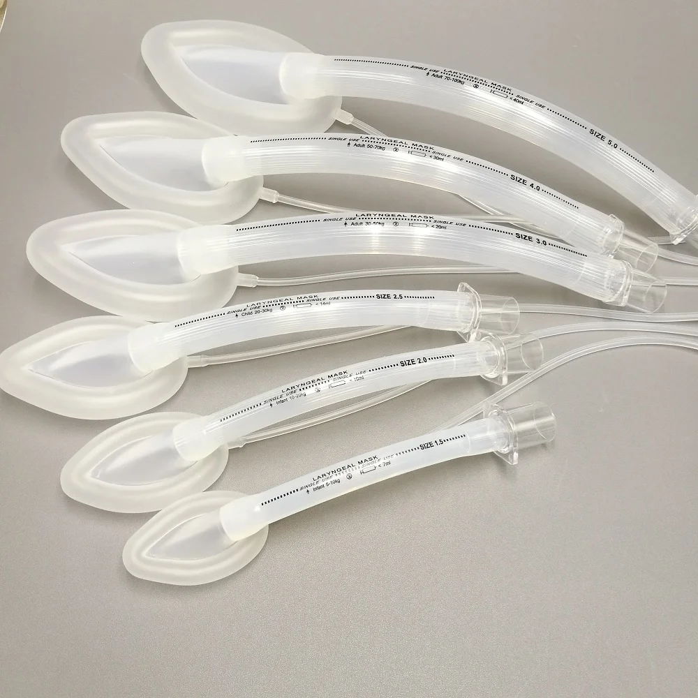 2022 China Low Price Medical Reinforced Flexible Disposable PVC & Silicone Curved Soft Cushion Anesthesia Laryngeal Mask Airway