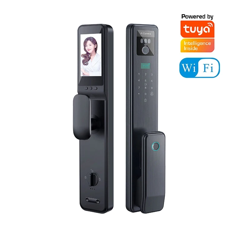 Tuya smart 3D Face Recognition Digital Fingerprint Lock Russian voice Card Wifi App Home Security Door camera Lock