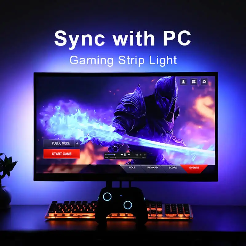 Gaming Ambient PC ARGB Backlight Color Sync 5V USB Powered  LED Gaming Lights for PC 24 - 34 Inch Monitor