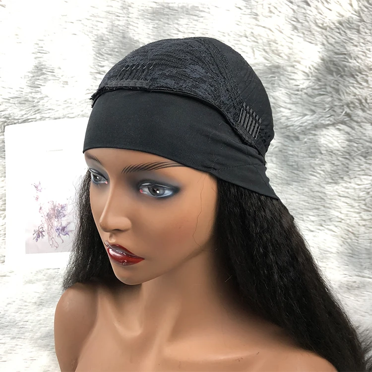 Indian Raw Unprocessed Human Hair Afro Yaki+Kinky Straight Headband Wigs For Black Women
