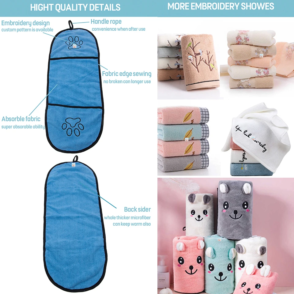 COLLABOR Yorkshire Pet Absorbing Towels Super Soft Quick Drying Bath Towel Pet Microfibre Dog Pet Bath Towel
