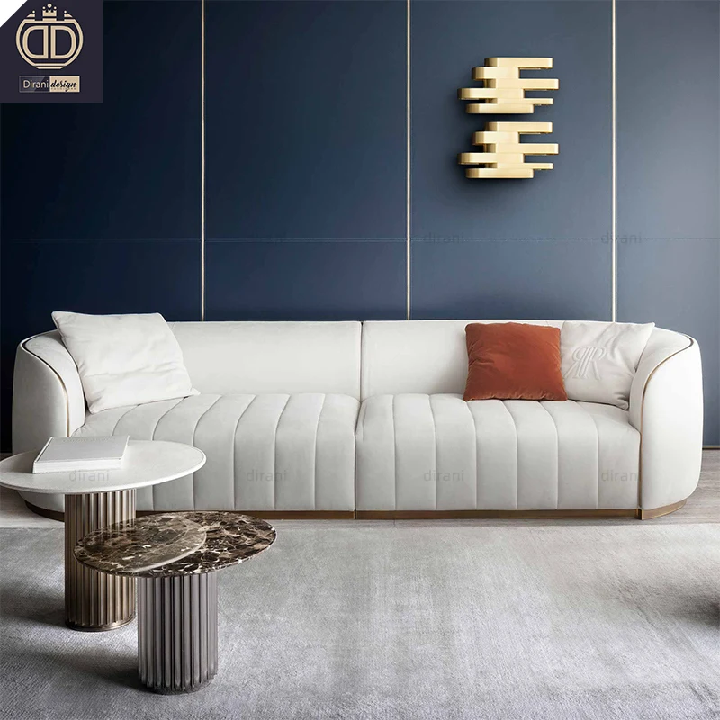 Hot Sale Rugiano Excellent Unique Sofa Sophisticated Italian Stylish Pierre Sofa Genuine Leather Sectional Cream Sofa