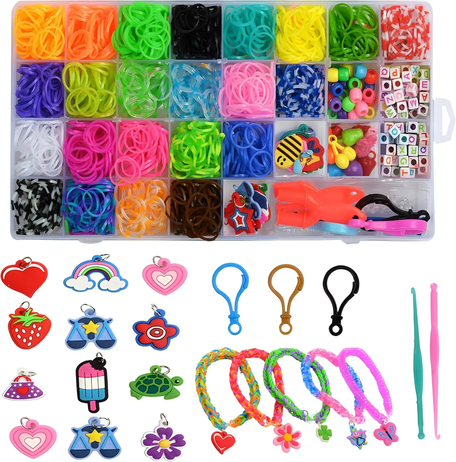 1500pcs Rubber Band Bracelet Kit Rubber Loom Bands Bracelets Making Refill Loom Kit For Kids Weaving DIY Crafting Gift