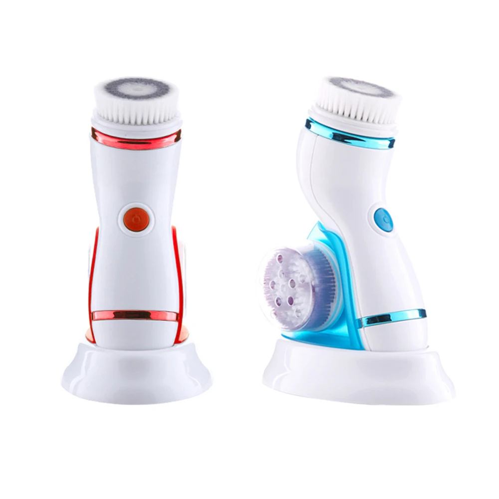 USB Rechargeable 4 In 1 Ultrasonic Electric Facial Cleansing Brush Massager Pore Face Cleaning Device Skin Care Brush