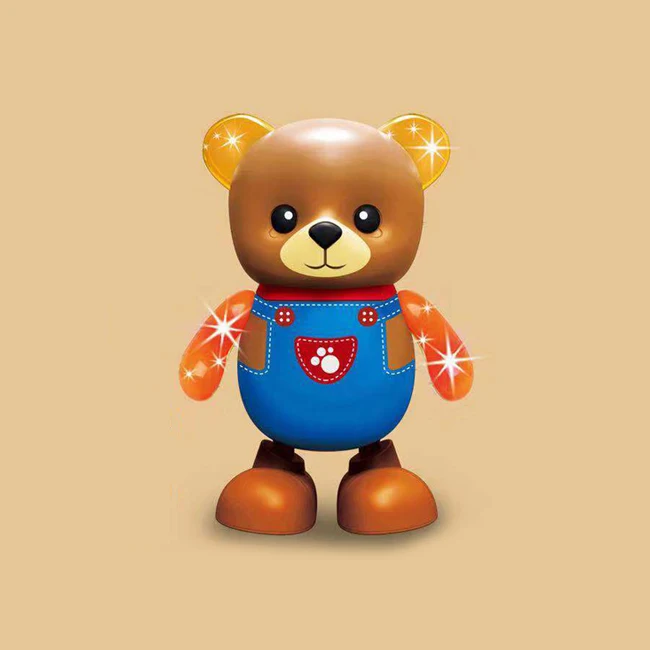 Cartoon battery operated walking bear toy plastic animal toy with light and music