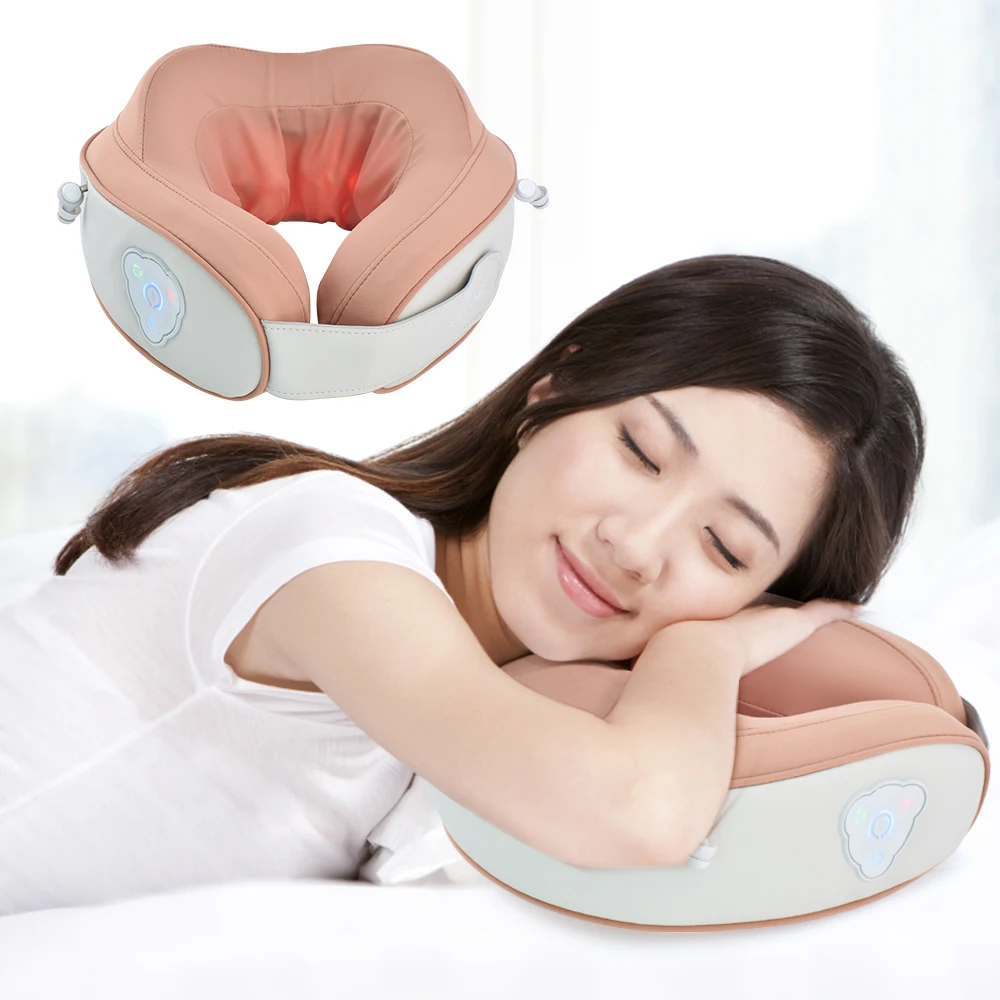 Portable wireless heat electronic vibration rechargeable 3d kneading neck massage machine