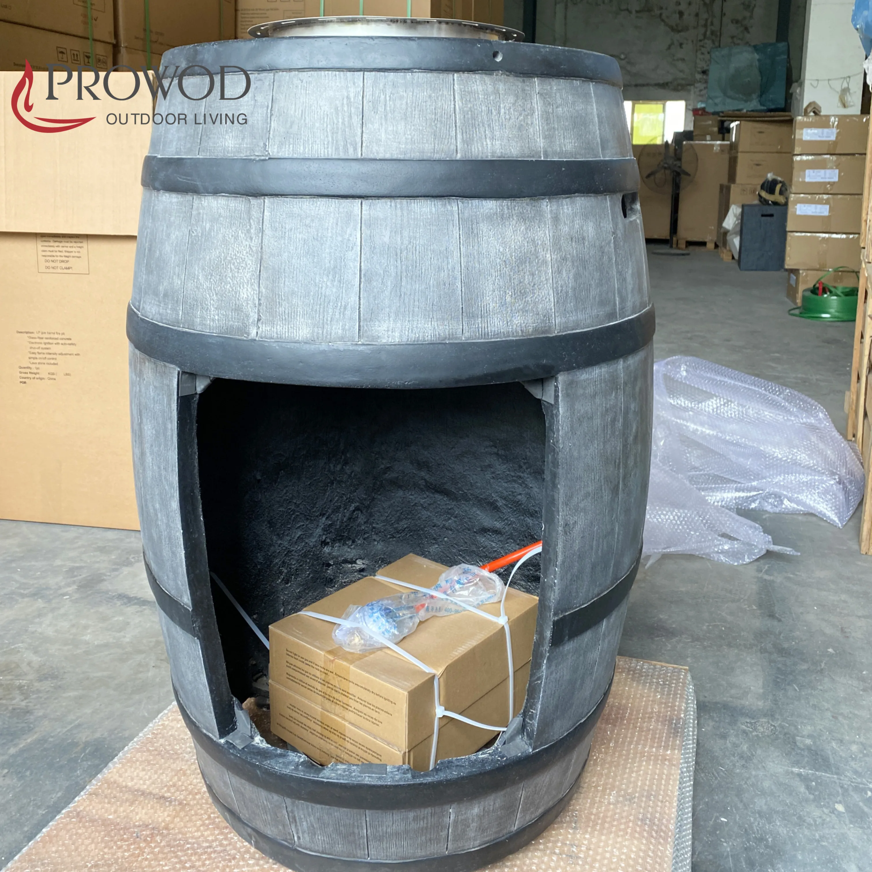 LPG Gas Type Made in Concrete GFRC Fire Oak Barrel Pit
