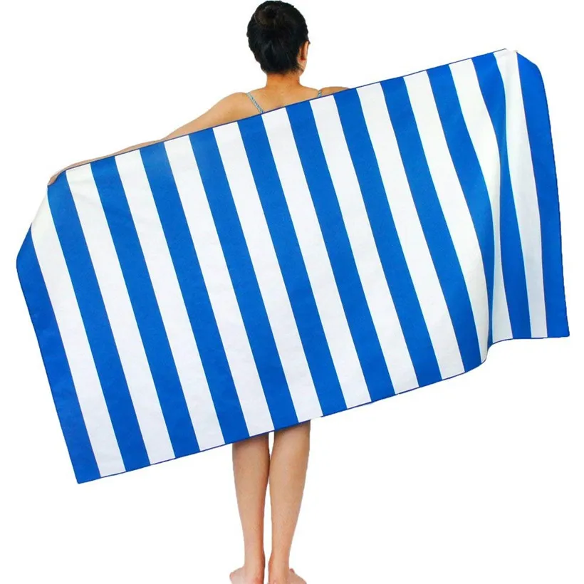 Hot Sale Customized Printed Logo 80% Polyester 20% Polyamide Bluk Microfiber Beach Towel Most Popular Stripe Luxury Beach Towel
