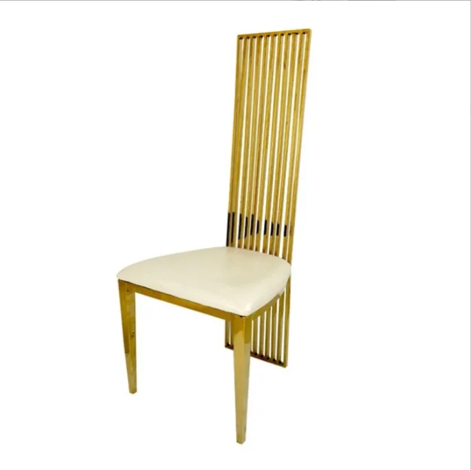 Luxury Gold Wedding Chair Furniture High Back Stainless Steel Throne Dining Chair For Event