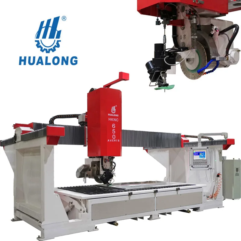 CE HKNC-650J Hualong Machinery High Speed Marble Tile granite cutter 5 Axis CNC bridge saw waterjet stone machine for sale