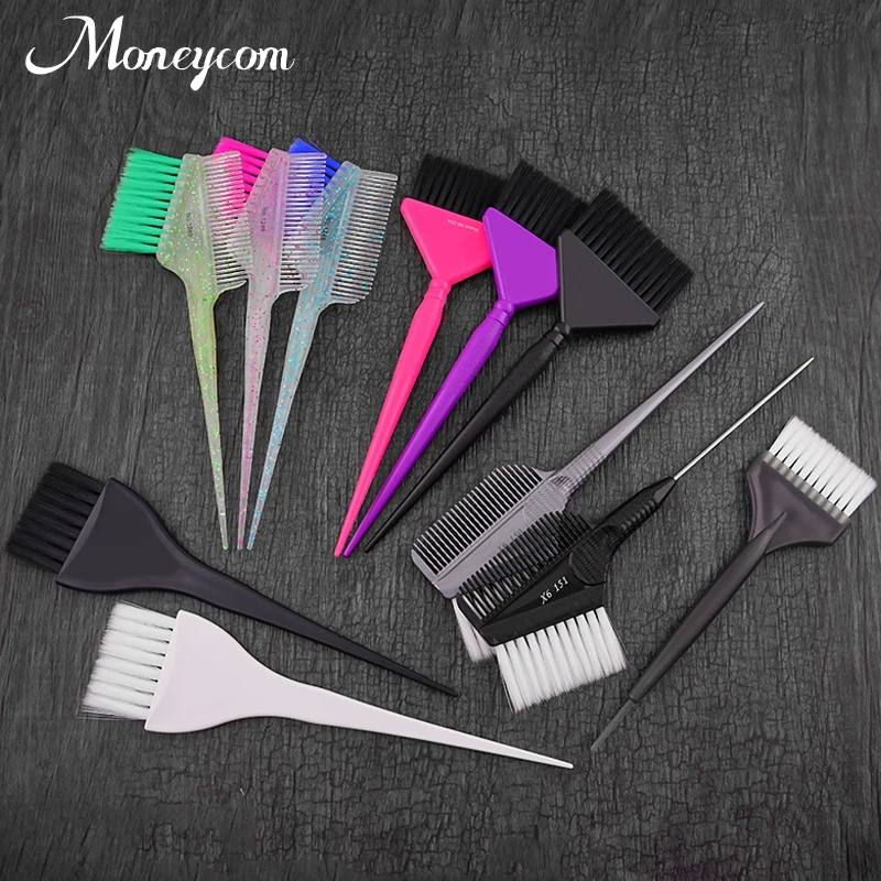 Hair Dye Brush Glitter Handle Tools and Baber Shop Bowl Accessories Colorful Soft Feathered Bristles Multicolor