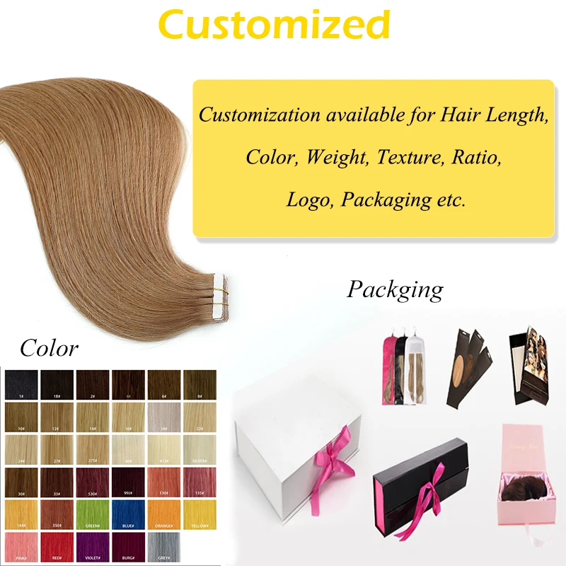 Top Quality Hair Extension Tape In Double Drawn Light Tangling Free Hair Tape Extension Human