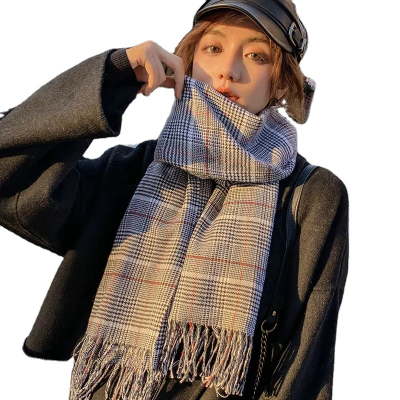 
High Quality Plaid Winter Soft Scarf Shawl Plaid Wool Scarf Cashmere For Women 