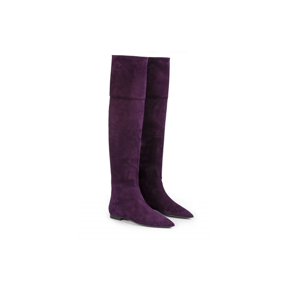 Hot Selling Top Quality Italian Fashion Long Boots Women Genuine Leather Purple Made In Italy Shoes for Export