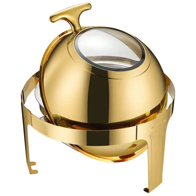 Wholesale Gold Buffet Stove Food Warmers Set Stainless Roll Top Chaffing Dishes Catering Buffet Chafing Dish Set