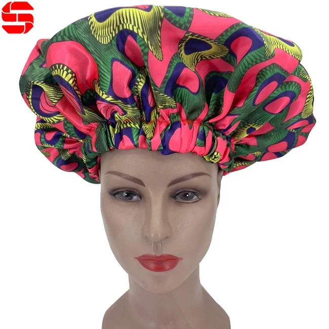 Hot Selling Women Satin Bonnets Double Layer Sleeping Caps Wholesale Satin Lined Long Hair Designer Bonnet with custom logos