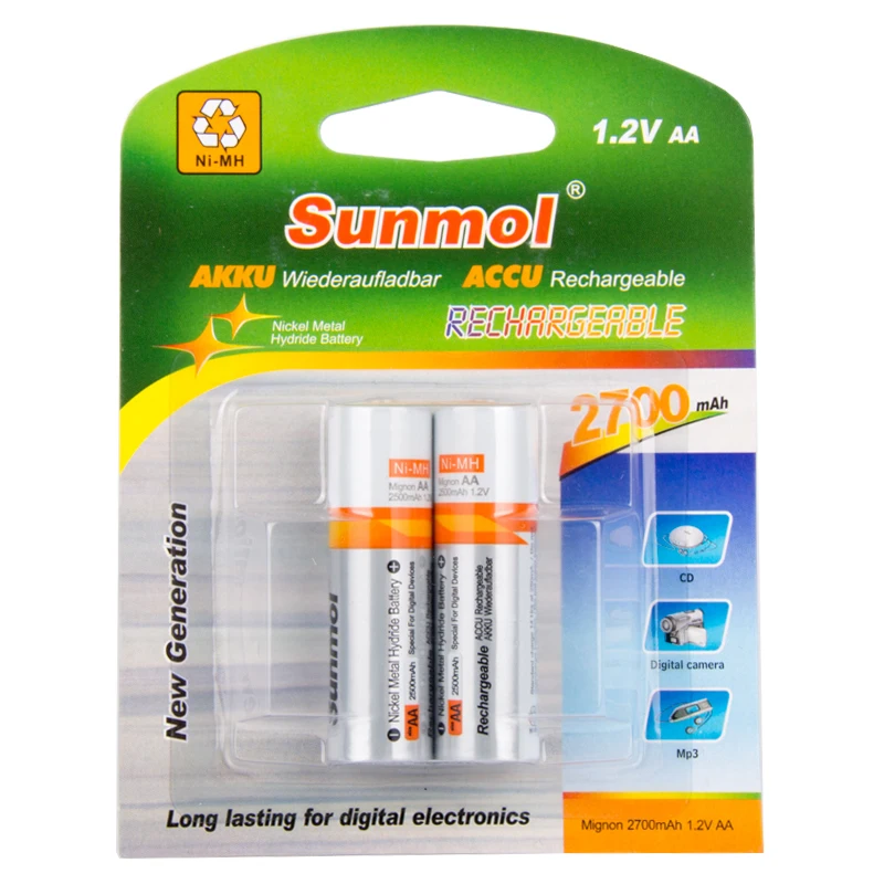  Аккумуляторные батареи Sunmol OEM серии Pilas AA для пульта дистанционного управления 800 мАч-2500