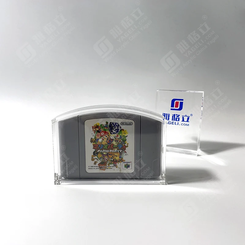 Premium Quality Crystal Clear High UV Resistance Acrylic N64 Video Game Cartridge Display Case With Sliding Lid
