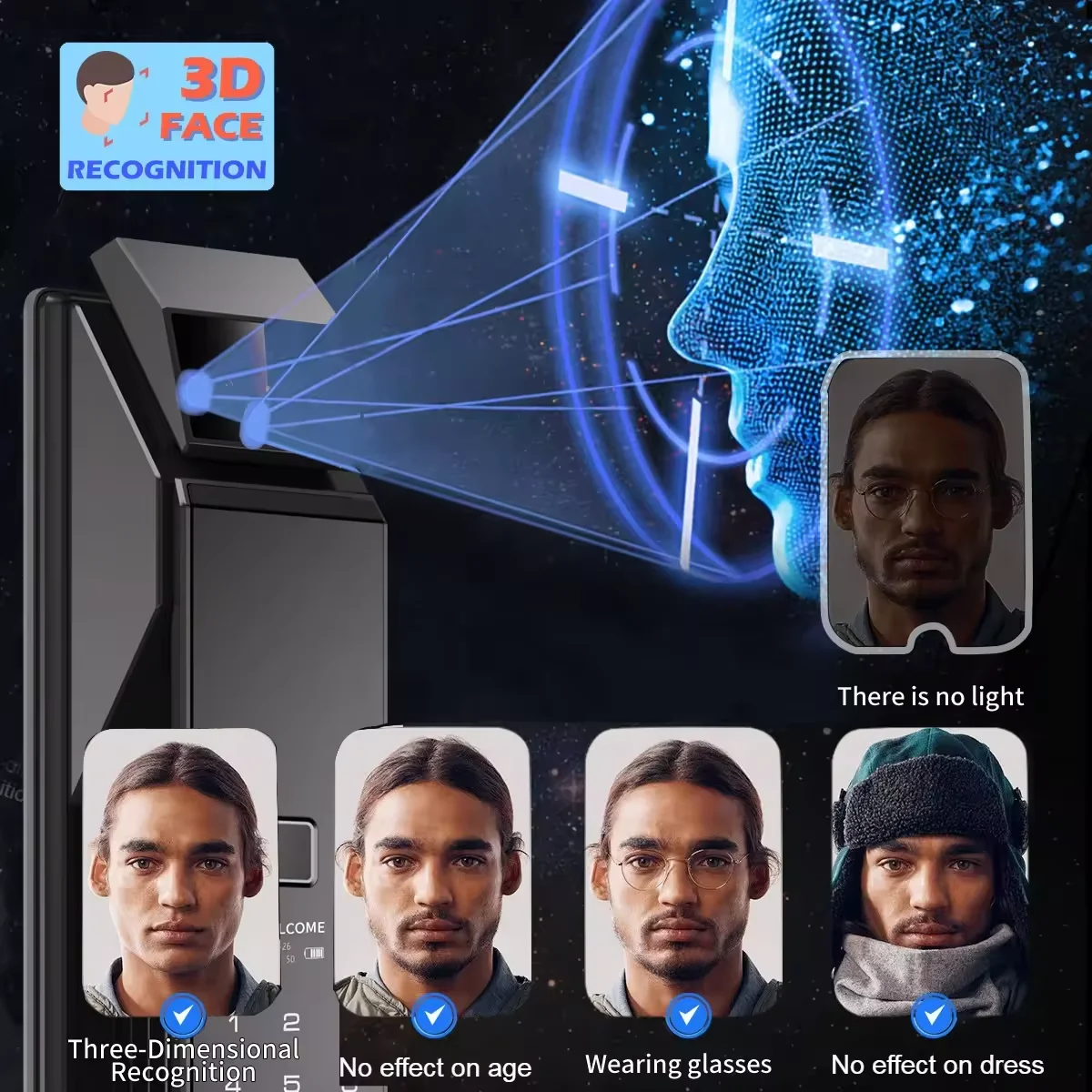 LEZN F8 Tuya OEM biometric smart door lock camera with remote monitoring and intrusion detection, WiFi automatic