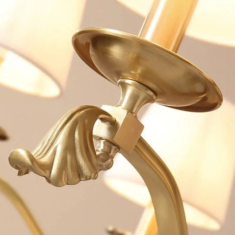 PD287981Modern Brass Candelabra Chandelier Empire Shade Copper Pendant Light For Living Room