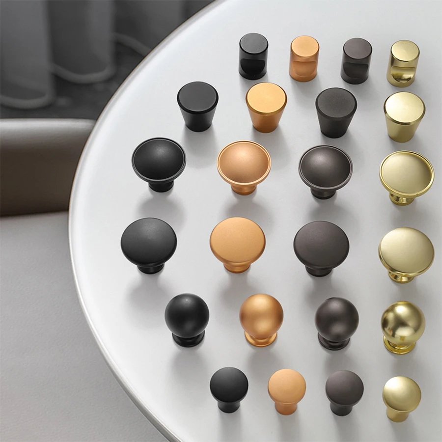 Single Hole Aluminum Alloy Round Mini Furniture Knob Kitchen Closet Cupboard Cabinet Drawer Handle Knobs for Wardrobe Dresser