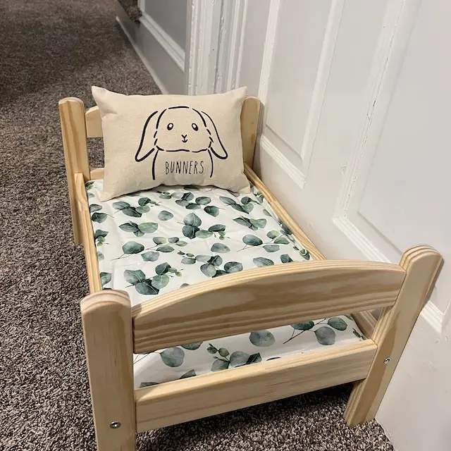 Stylish Simple Country Style Wooden Pet Hedgehog House Bed Accessories Removable Cover Floral Rubber Linen Cotton Pillow