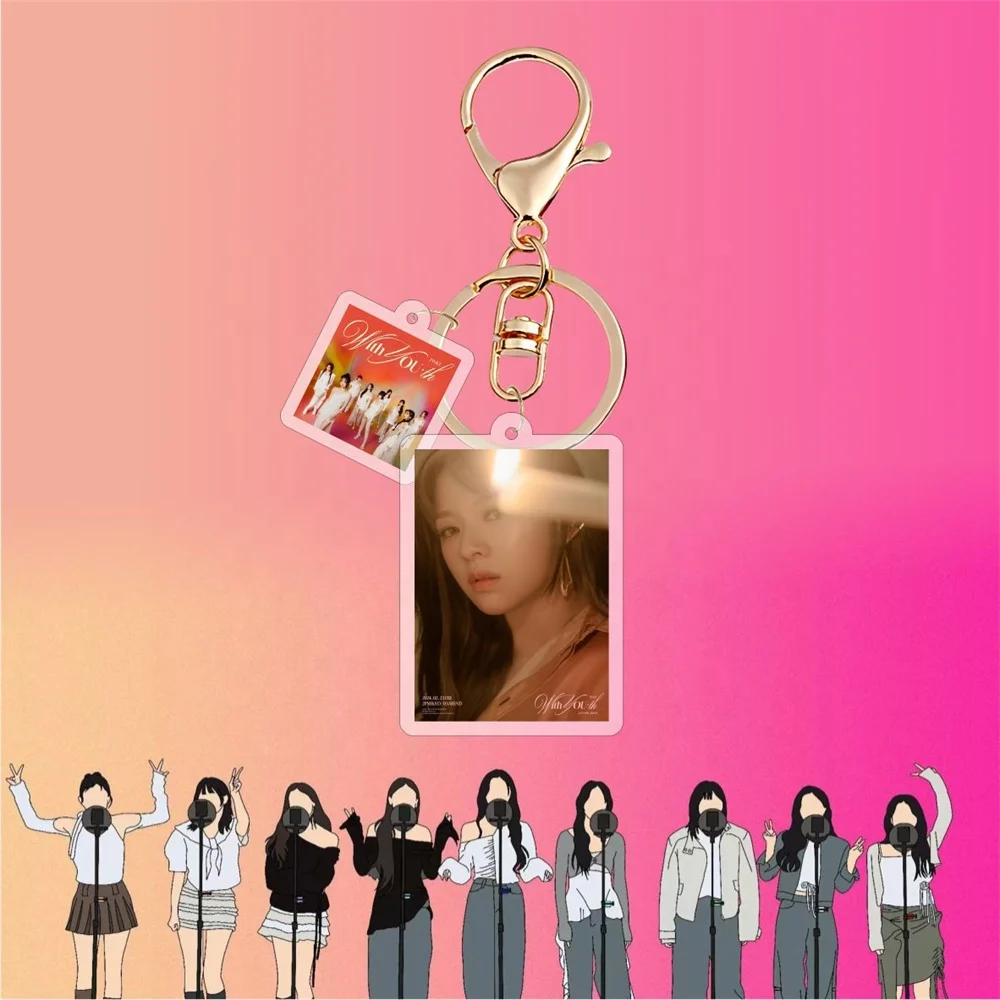 yuwei KPOP TWICE With YOU-th Album Keychain Acrylic Figure Keyring Bag Pendant DAHYUN TZUYU JIHYO MINA NAYEON Key Ornaments