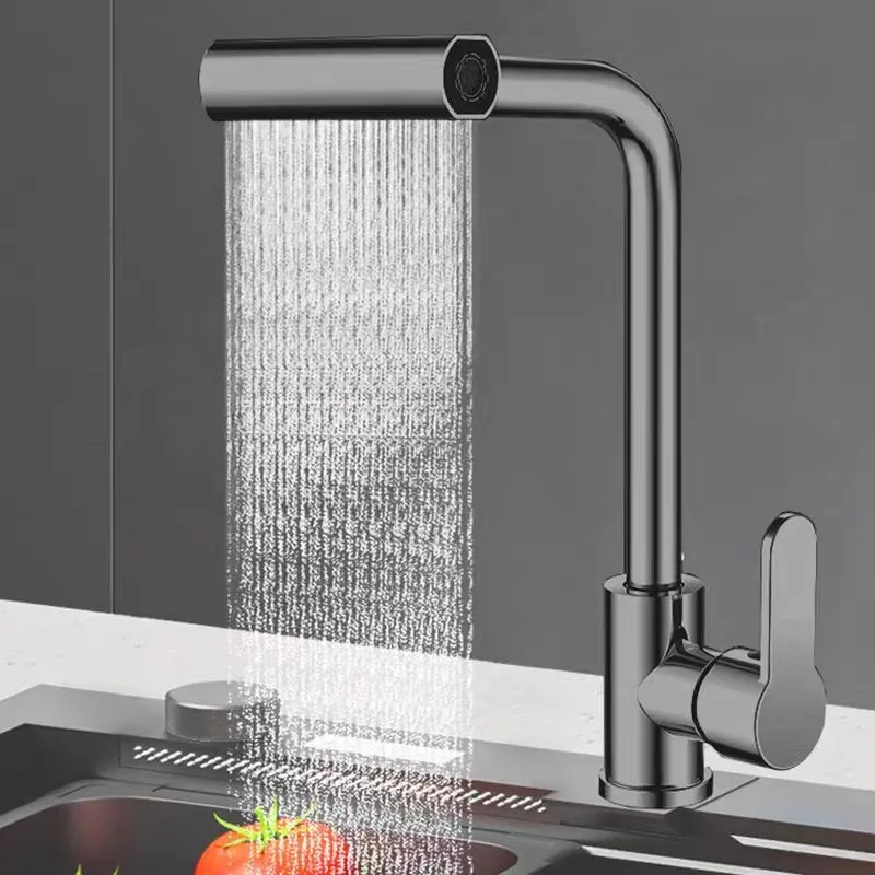 Contemporary Kitchen Faucet Ceramic Valve Core Cold Hot Water Rotary Sink Deck Single Hole Vegetable Washing Basin Four Modes