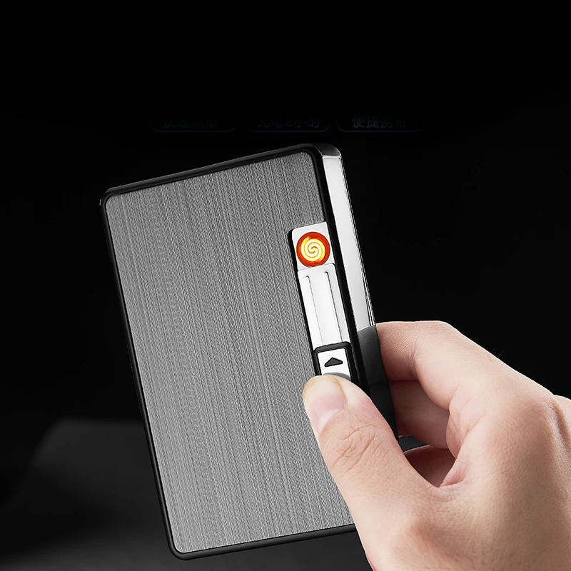 JL-236N 2019 Focus Brand Wholesale cigarette box with lighter USB Rechargeable cigarette lighter case