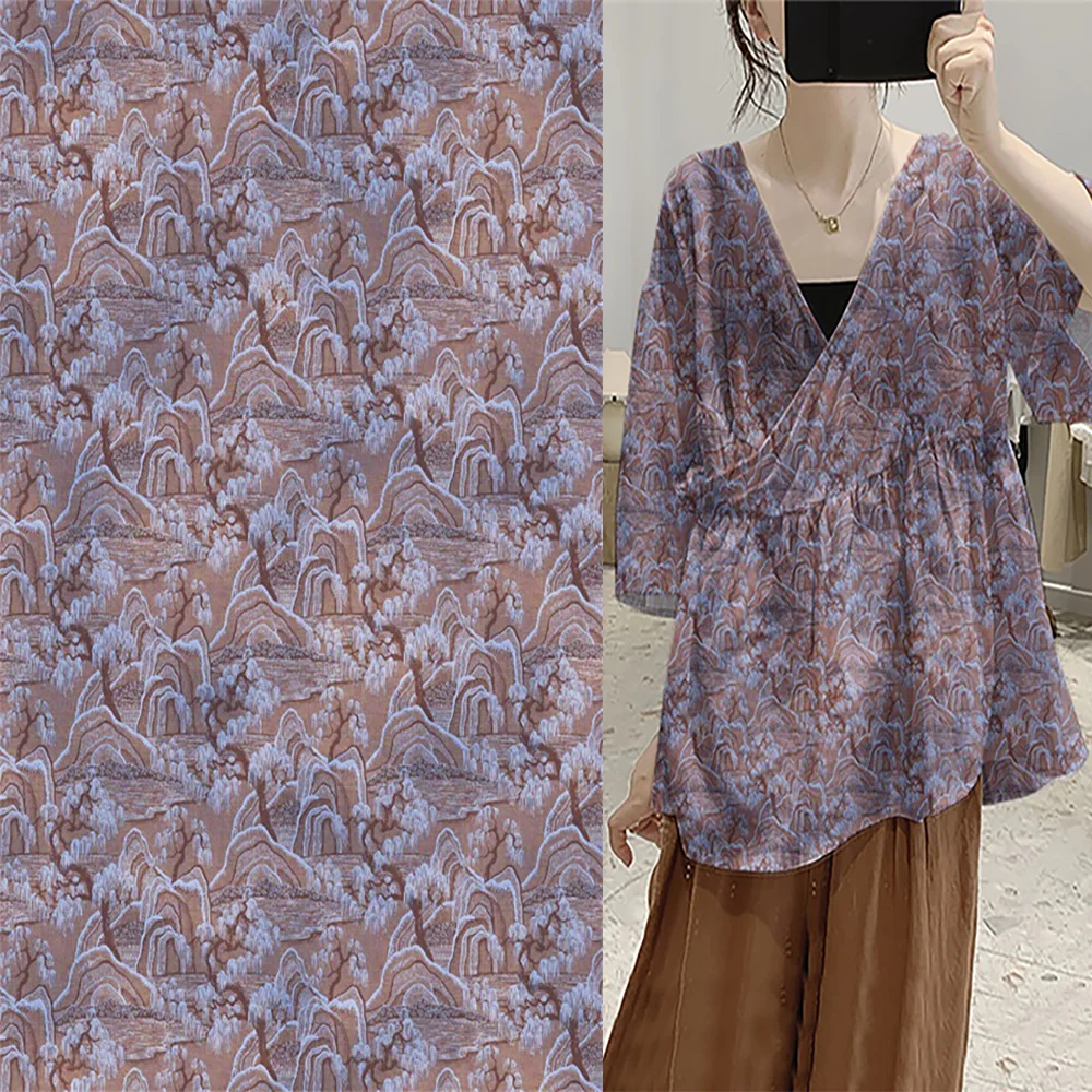 2024 Vintage digital print pattern ramie cloth 100%Ramie