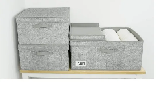 Decorative Storage Boxes with Double Open Lid and Handles, Extra Large Bins For Storage, Gray