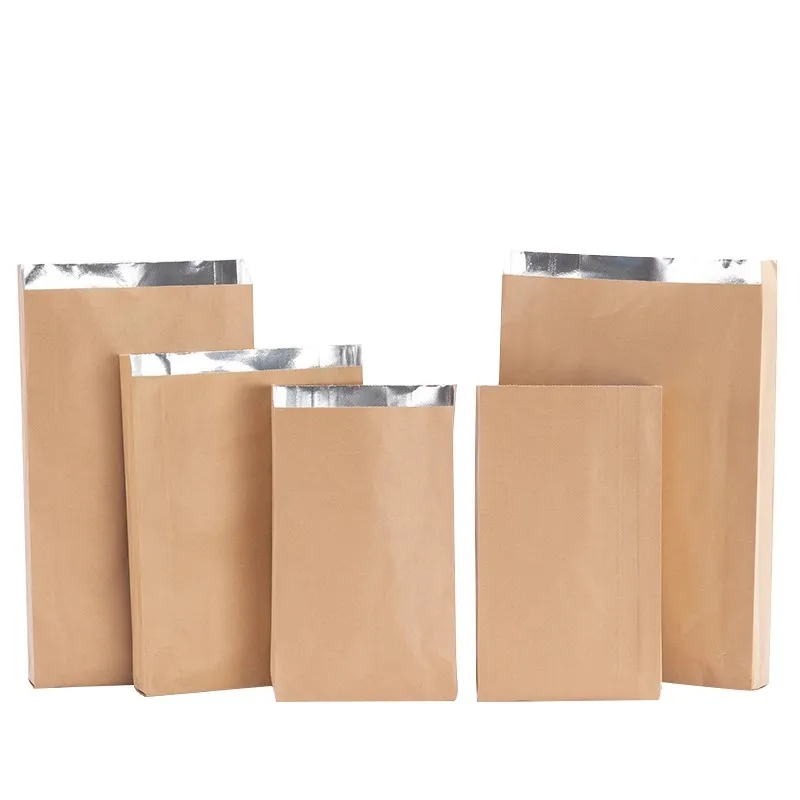 Custom Aluminum Foil Lined Paper Bag for Roast Chicken BBQ Fried Skewers Fast Food Takeaway Bag